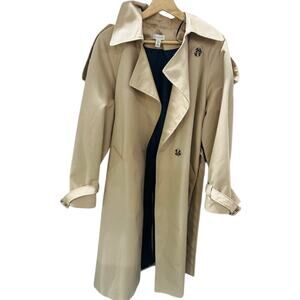 Topshop Longline Trench Coat- Beige/Stone Women's Size Small